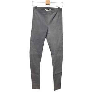 URBAN ZEN Stretch Lambskin Leather Pants 10 Gray Skinny Leggings Moto‎